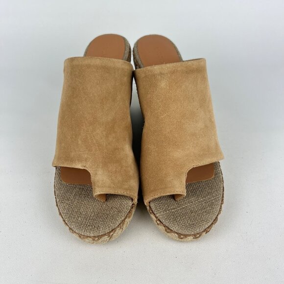 Vince Womens Sutherland Jute Wedge Sandals Brown Tan Suede Leather size 6M - Picture 2 of 16